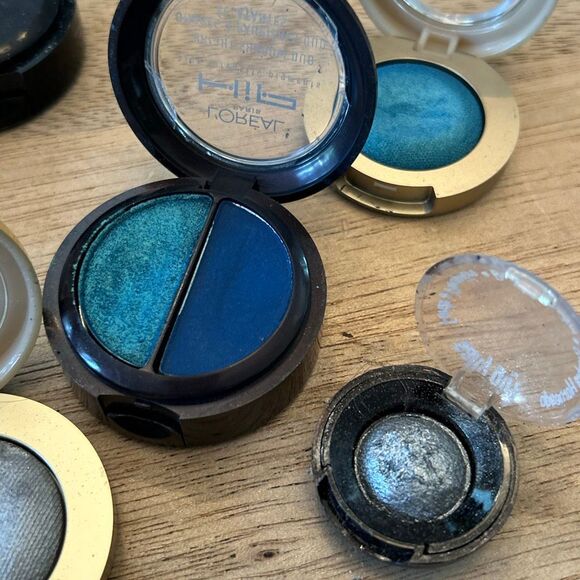 Lot of 6 eyeshadows L'Oreal MILANI Sally silver blue green - Picture 3 of 5